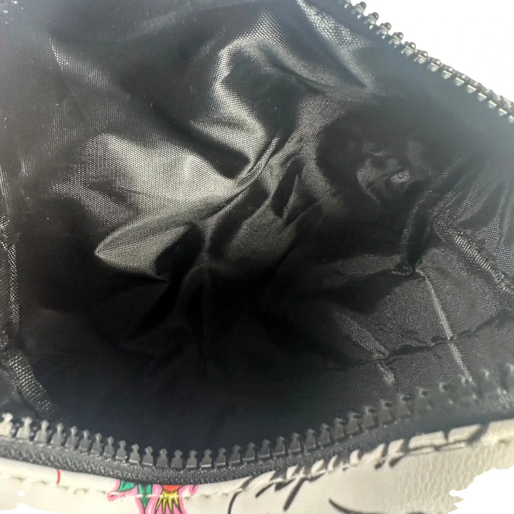 Ed Hardy Loaf Style Cosmetic Bag White Tattoo Print Vegan Leather Makeup Pouch